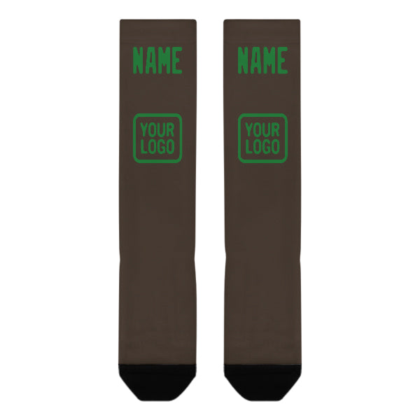 Custom Brown Emerald Green Knee-High Sock
