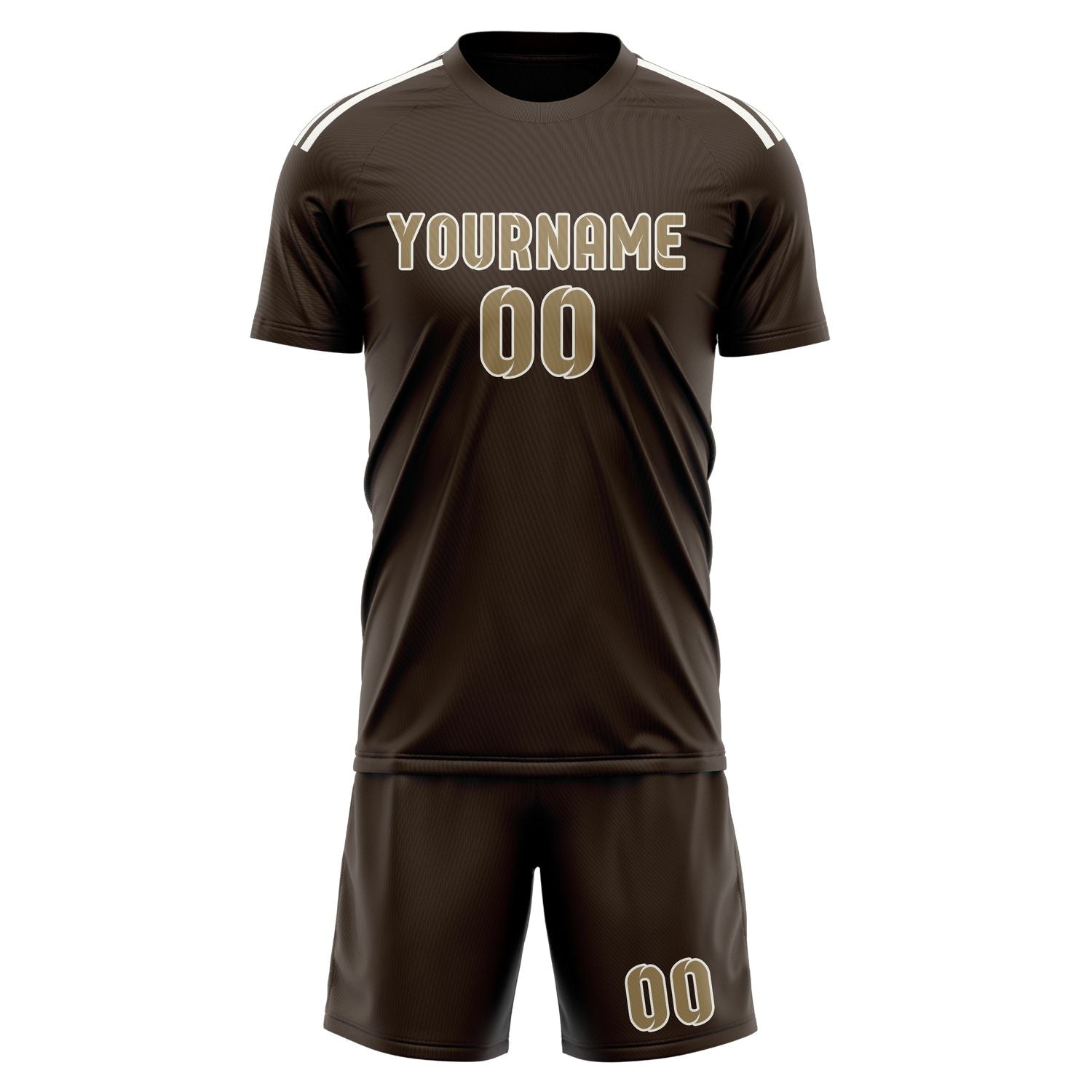 Custom Brown Light Khaki Soccer Set