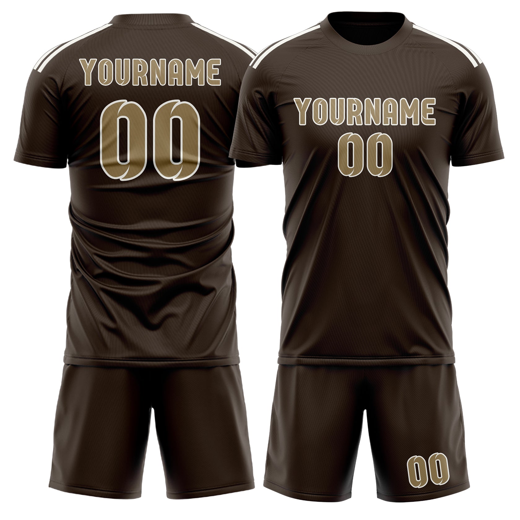 Custom Brown Light Khaki Soccer Set