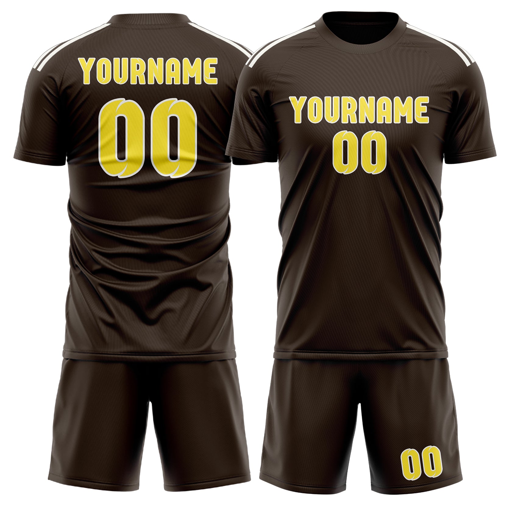 Custom Brown Light Yellow Soccer Set