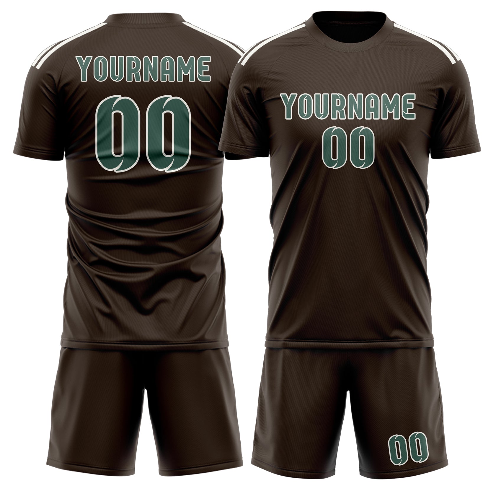 Custom Brown Blue Green Soccer Set