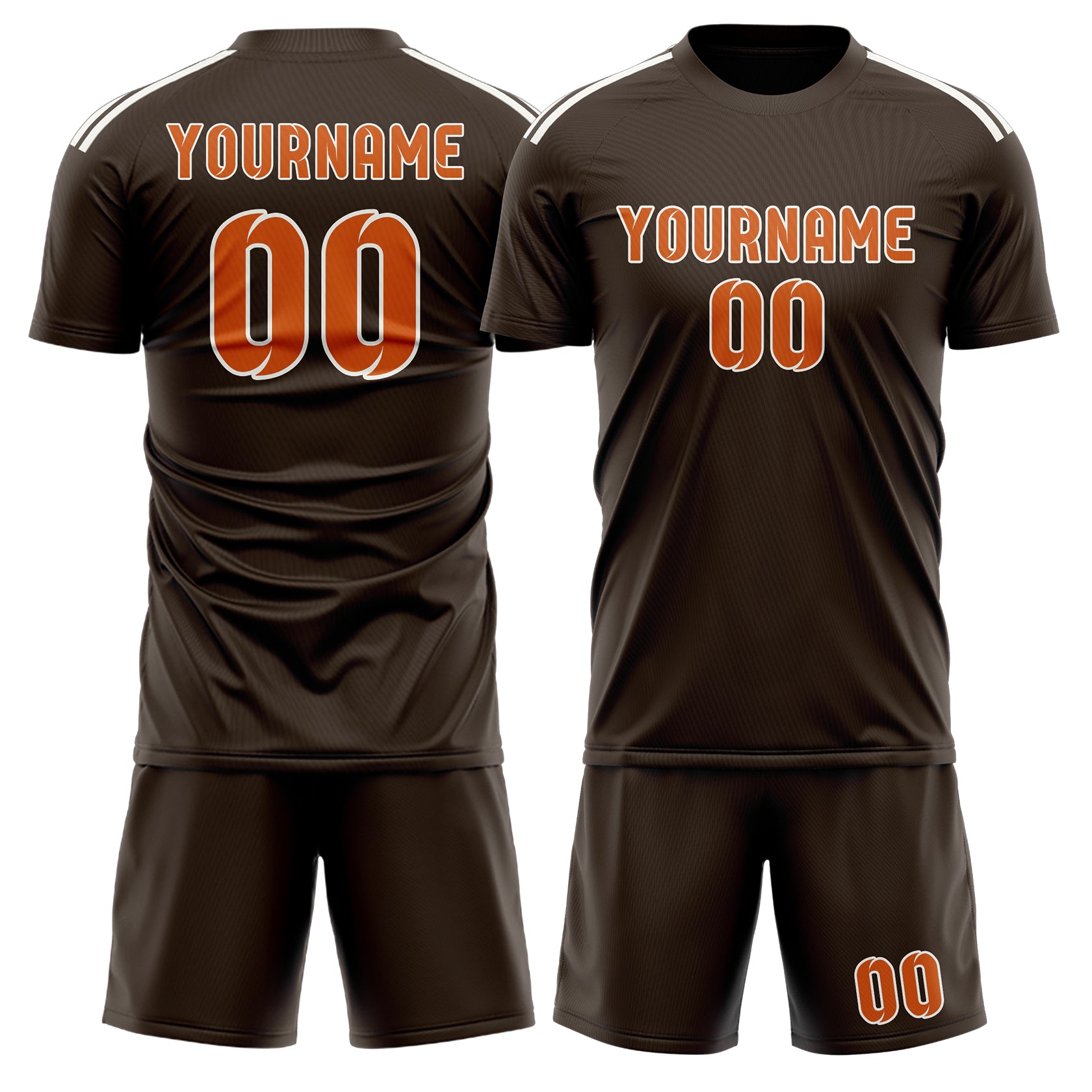 Custom Brown Orange Soccer Set