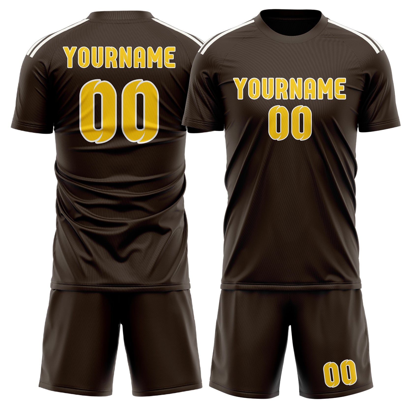 Custom Brown Gold Soccer Set