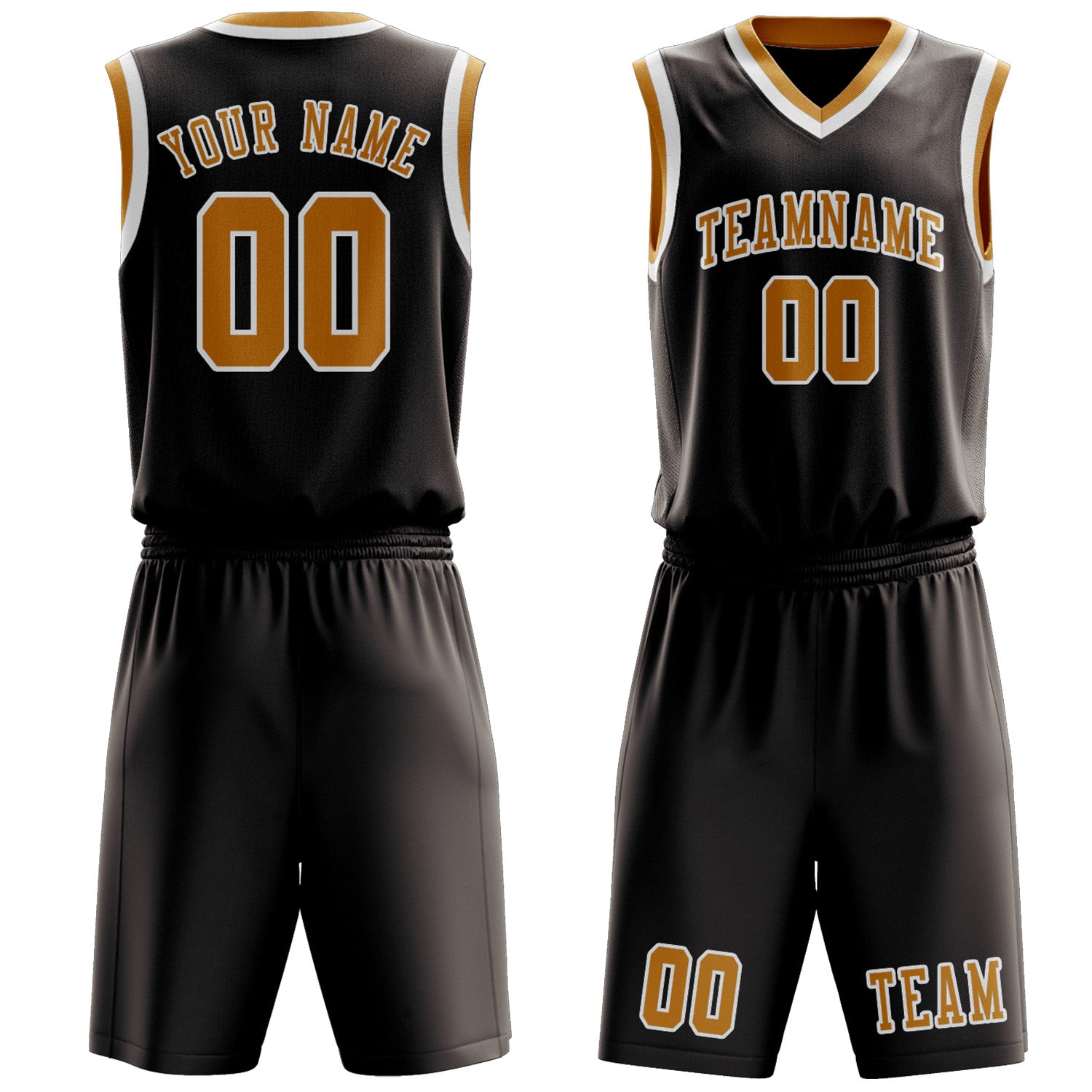 Custom Brown Yellow Basketball Set