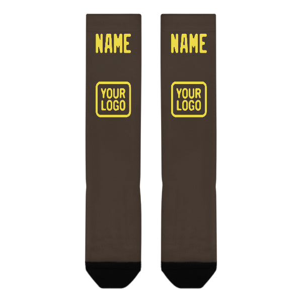 Custom Brown Light Yellow Knee-High Sock