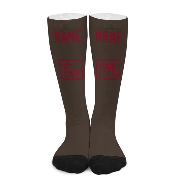 Custom Brown Crimson Red Knee-High Sock