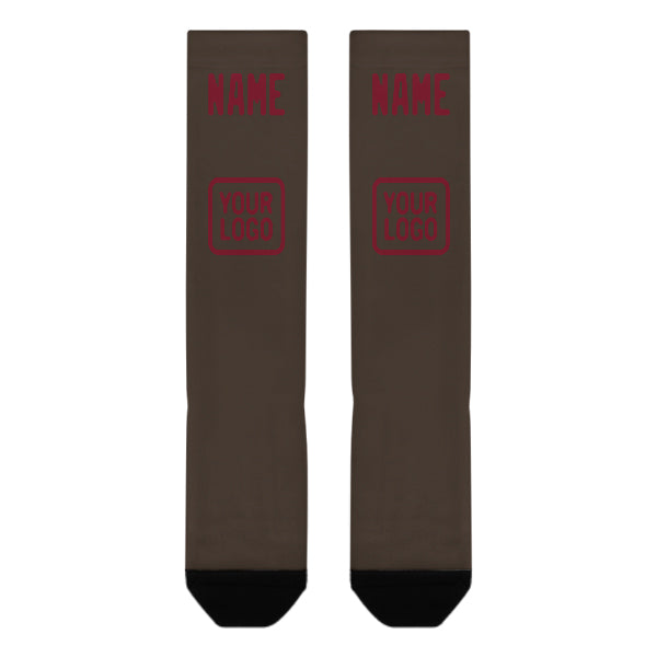 Custom Brown Crimson Red Knee-High Sock