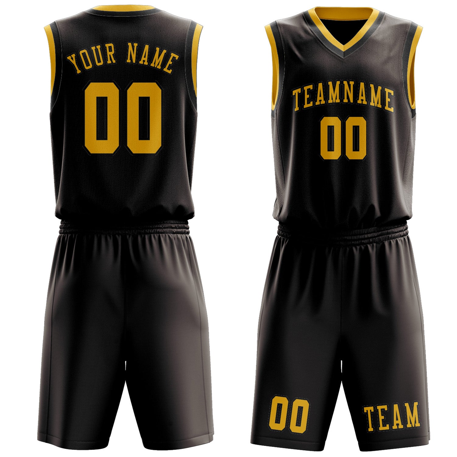 Custom Brown Gold Basketball Set