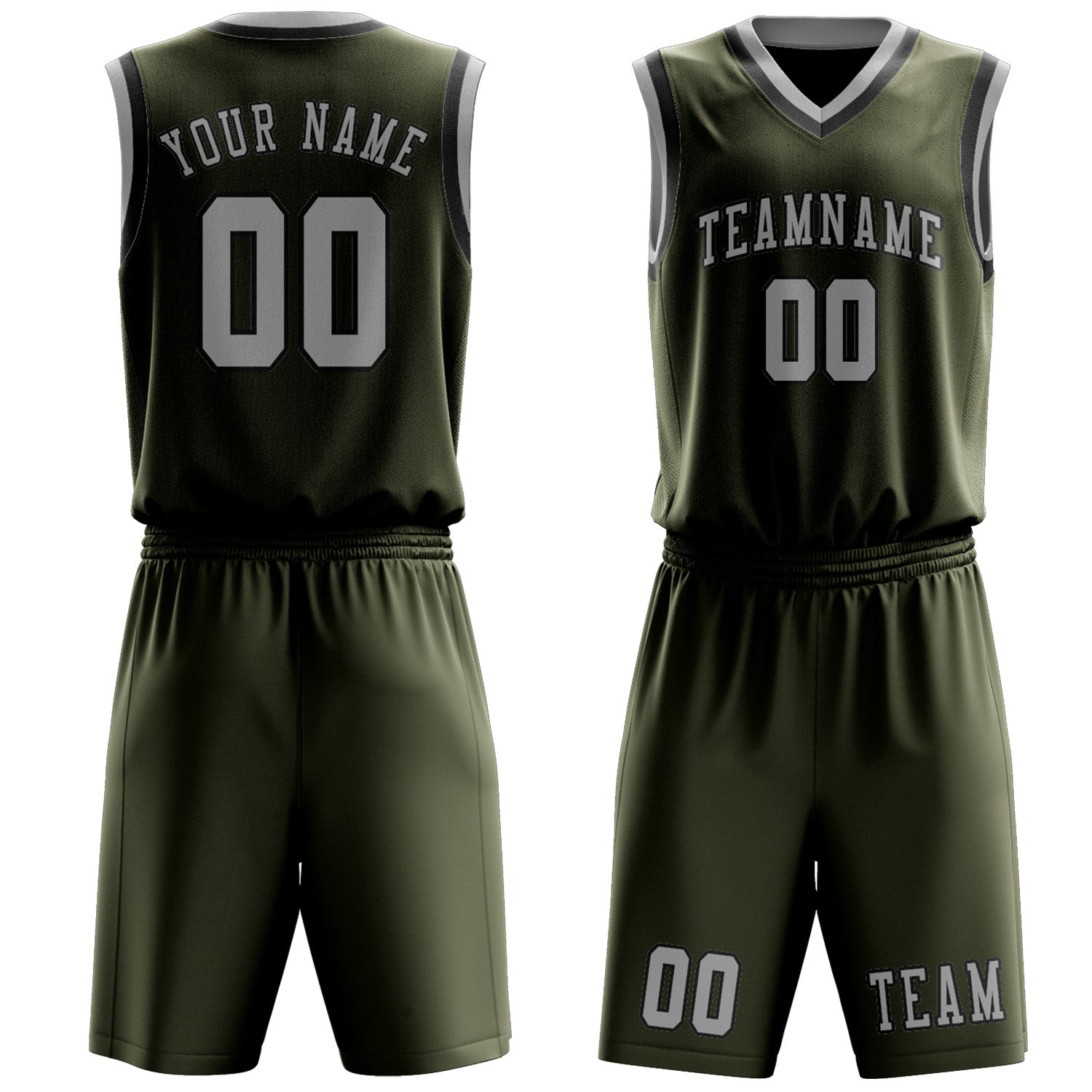 Custom Olive Gray Basketball Set