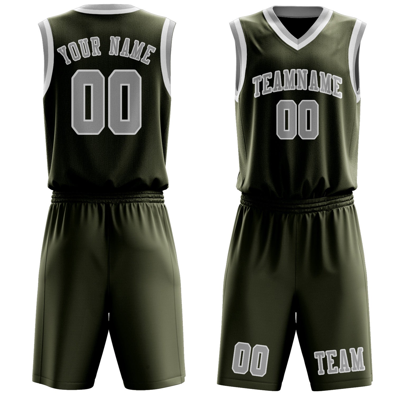 Custom Olive Gray Basketball Set