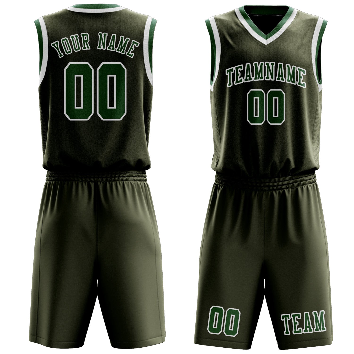 Custom Olive Green Basketball Set