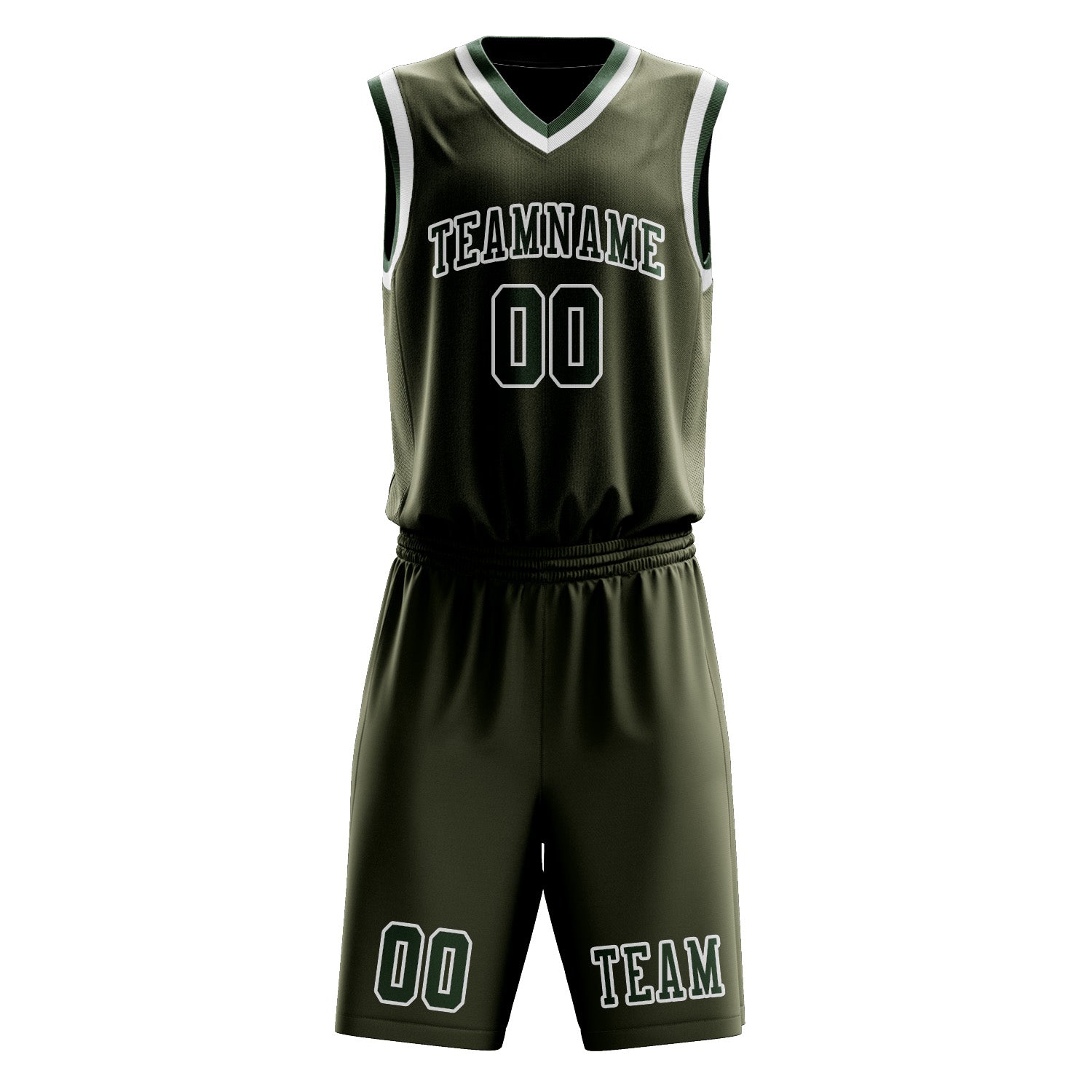 Custom Olive Dark Green Basketball Set