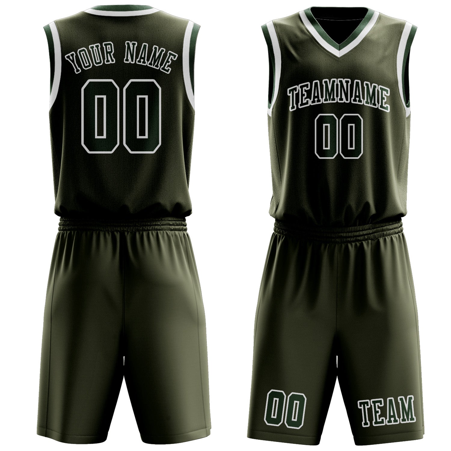 Custom Olive Dark Green Basketball Set