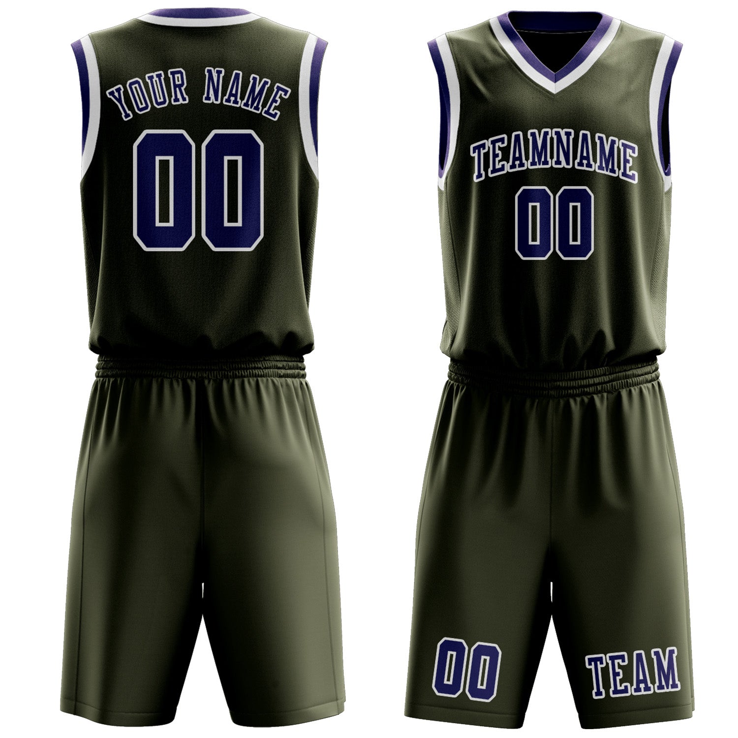 Custom Olive Purple Basketball Set