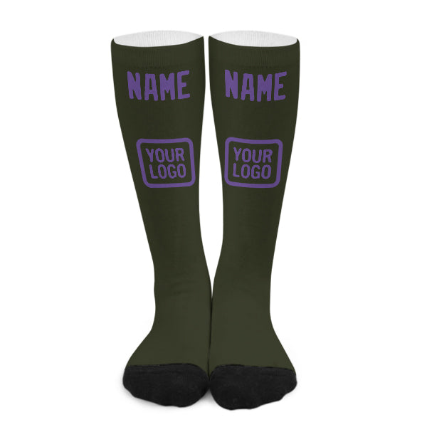 Custom Olive Light Purple Knee-High Sock