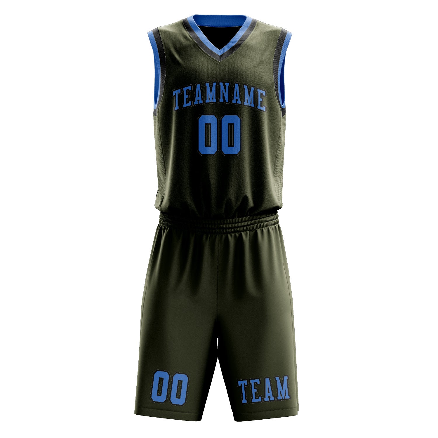 Custom Olive Light Blue Basketball Set