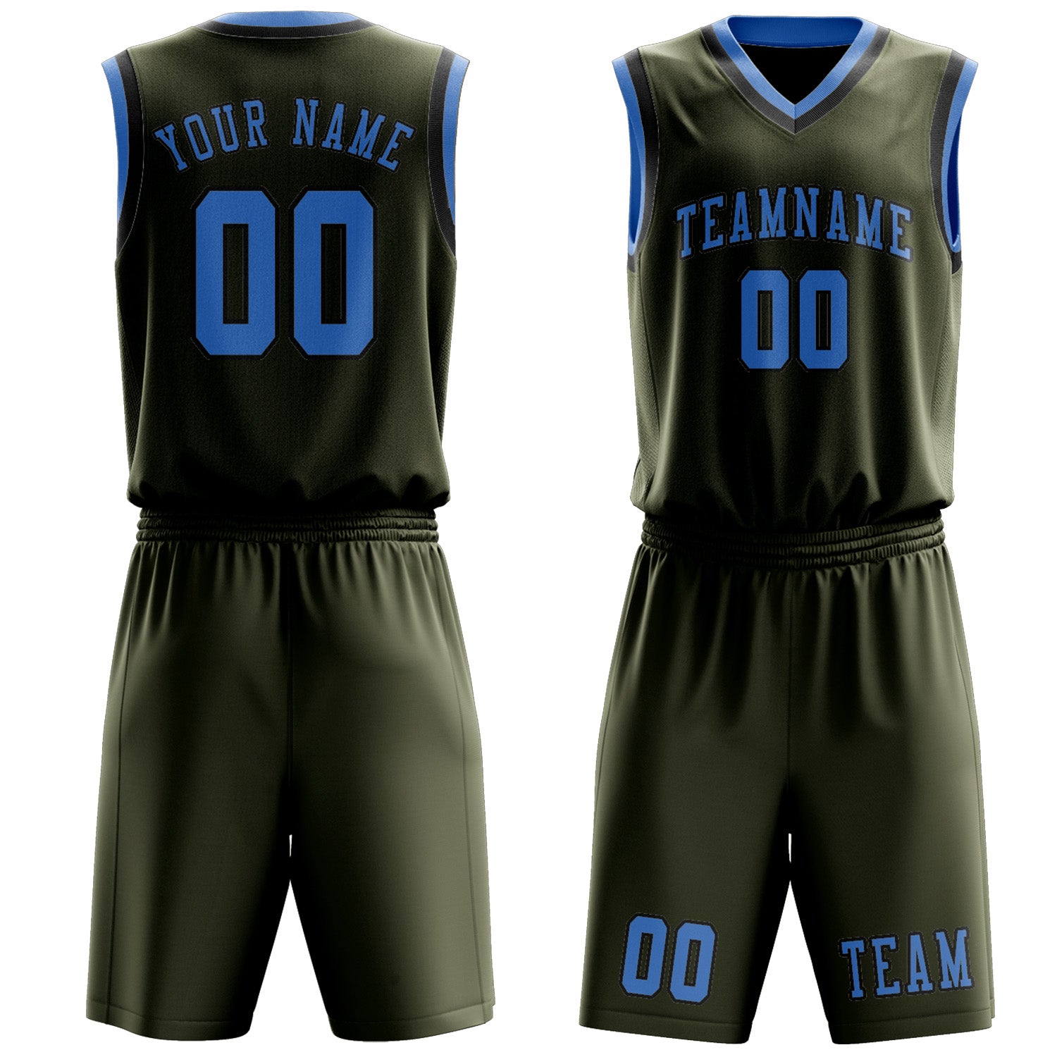 Custom Olive Light Blue Basketball Set
