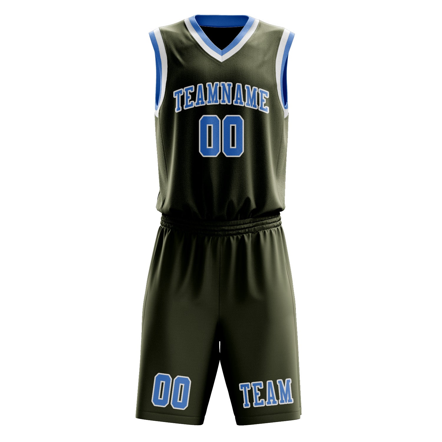 Custom Olive Light Blue Basketball Set