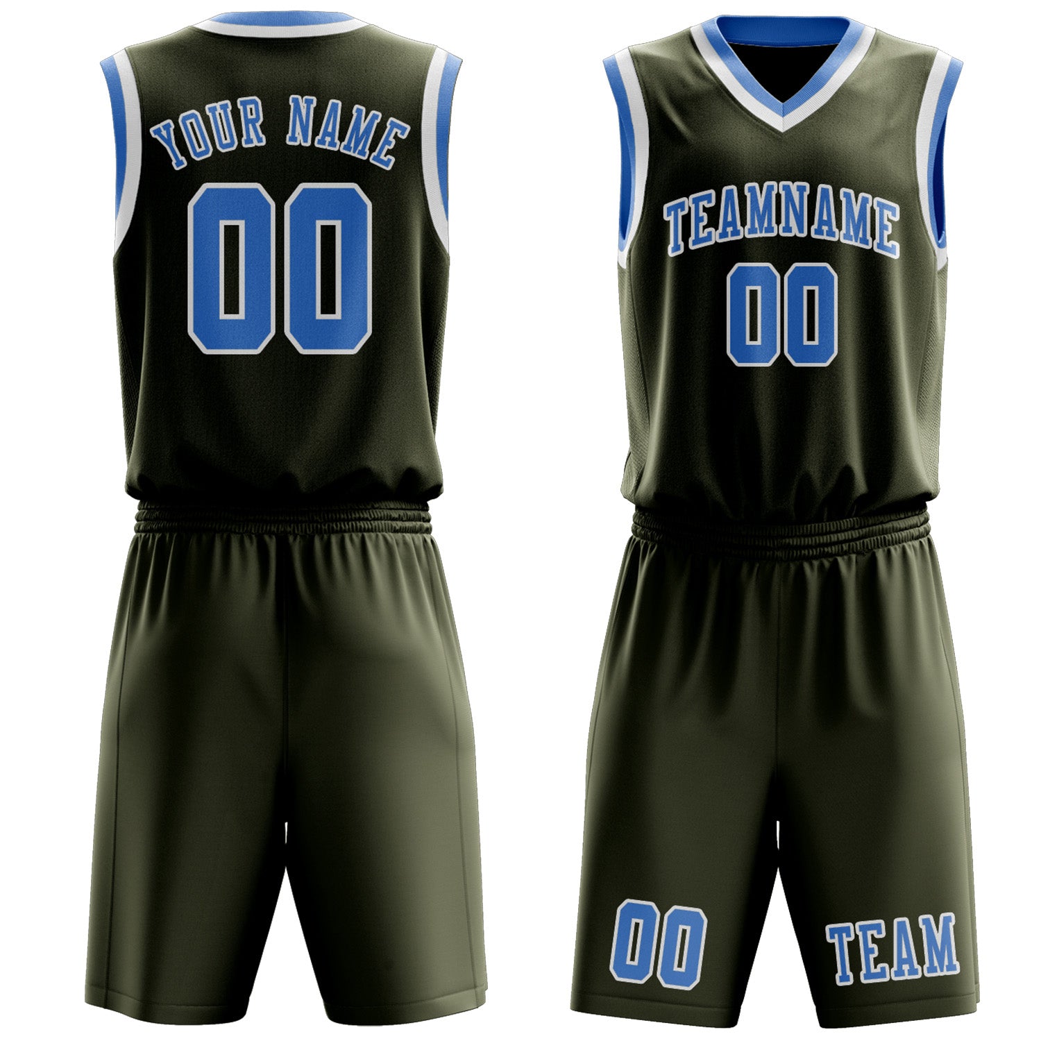 Custom Olive Light Blue Basketball Set