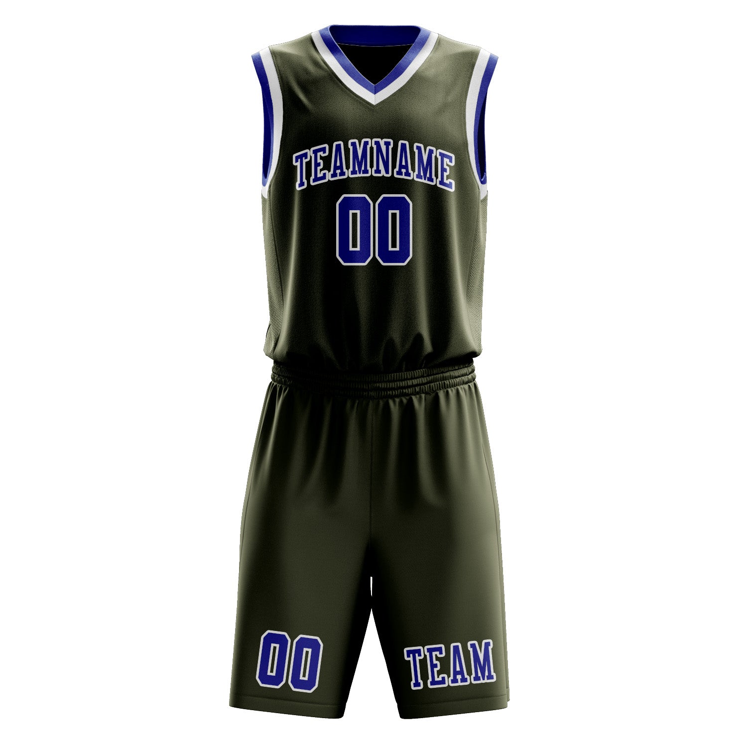 Custom Olive Sky Blue Basketball Set