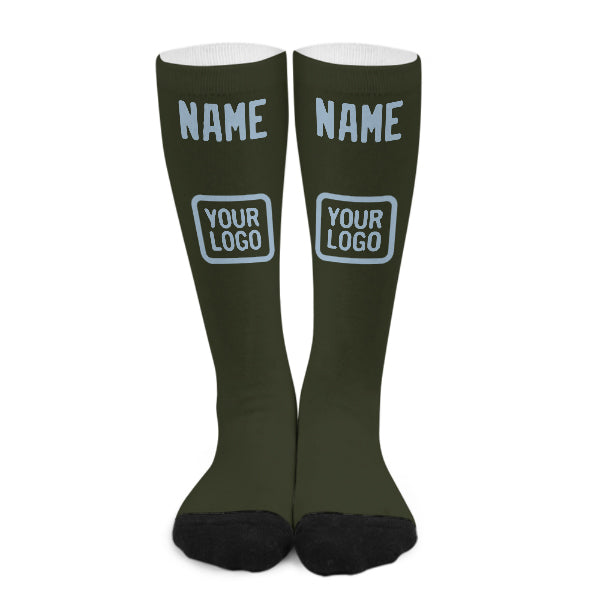 Custom Olive Light Blue Knee-High Sock