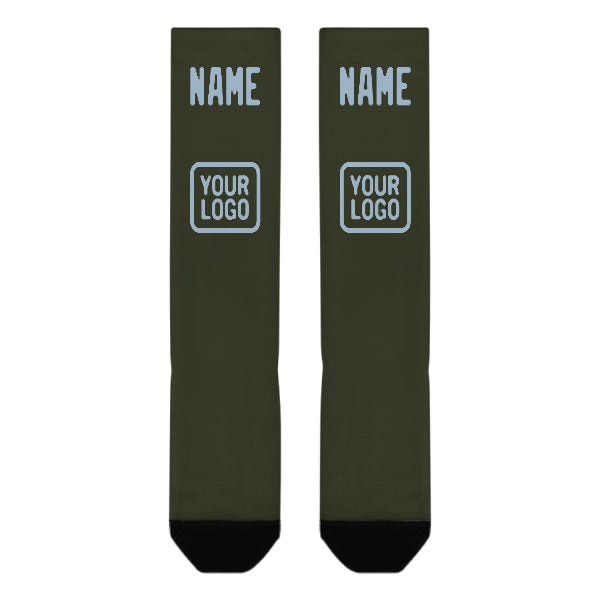 Custom Olive Light Blue Knee-High Sock