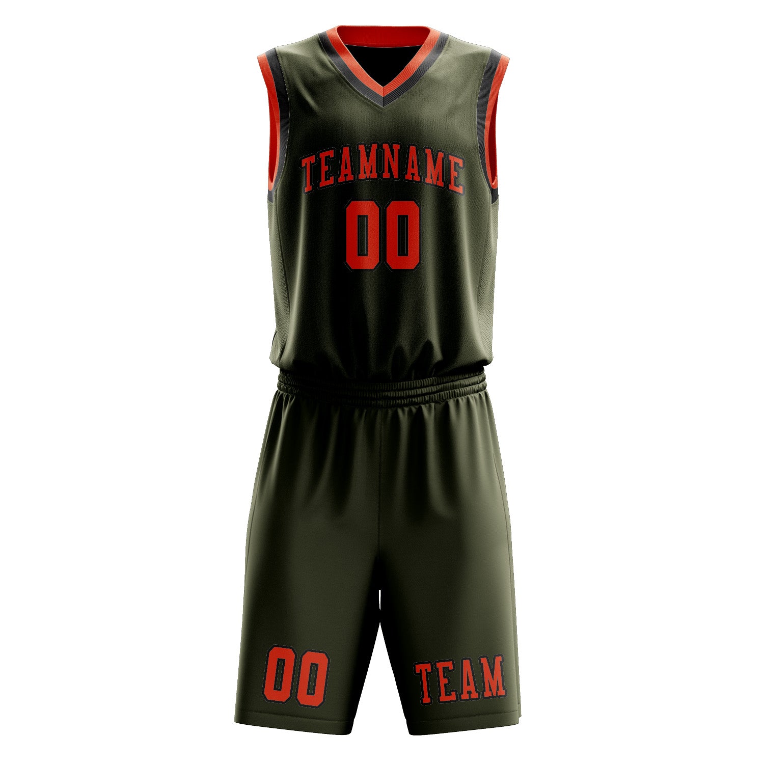 Custom Olive Orange Red Basketball Set