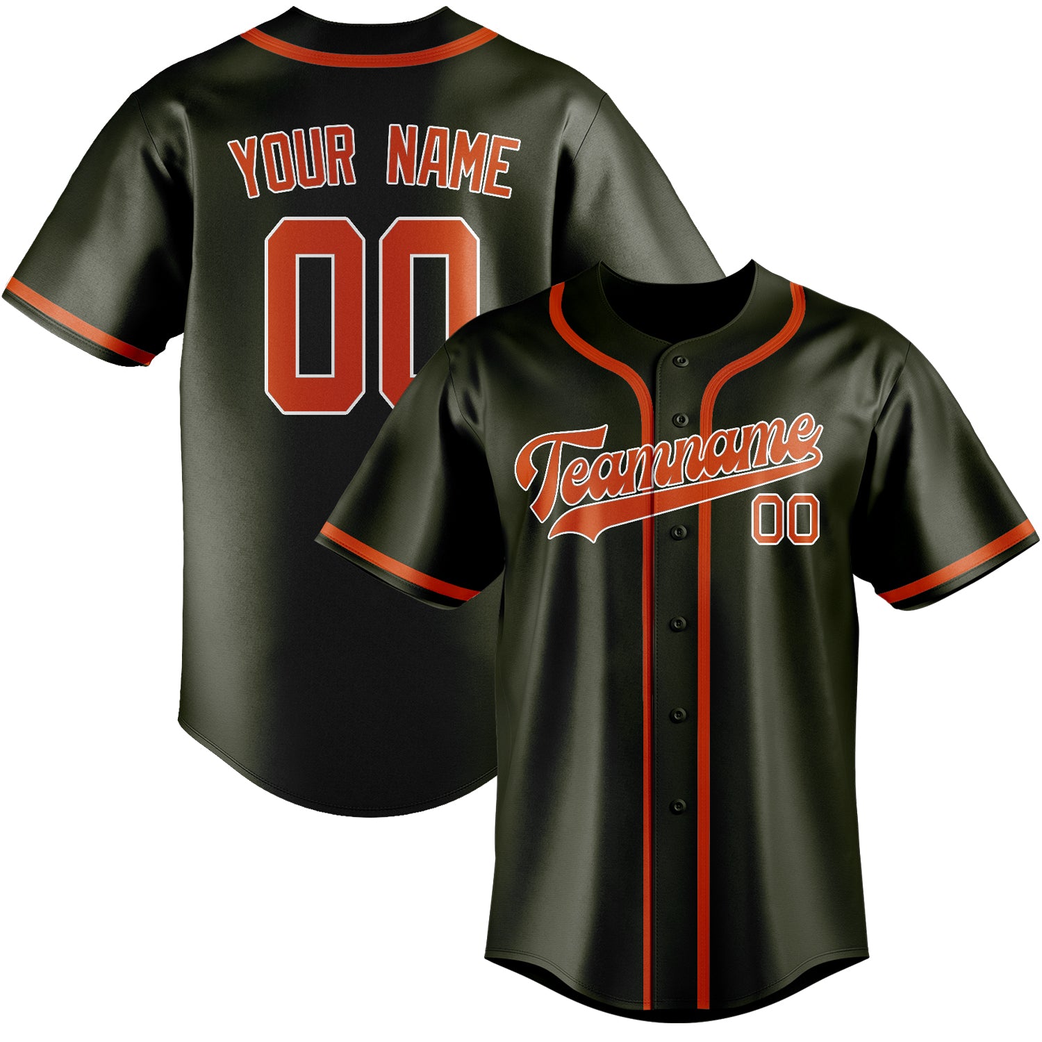 Custom Olive Orange Red Baseball Jersey