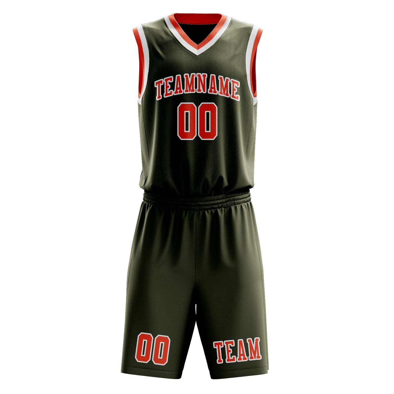 Custom Olive Orange Red Basketball Set