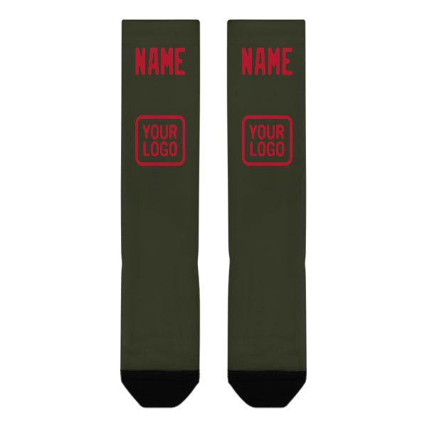Custom Olive Red Knee-High Sock