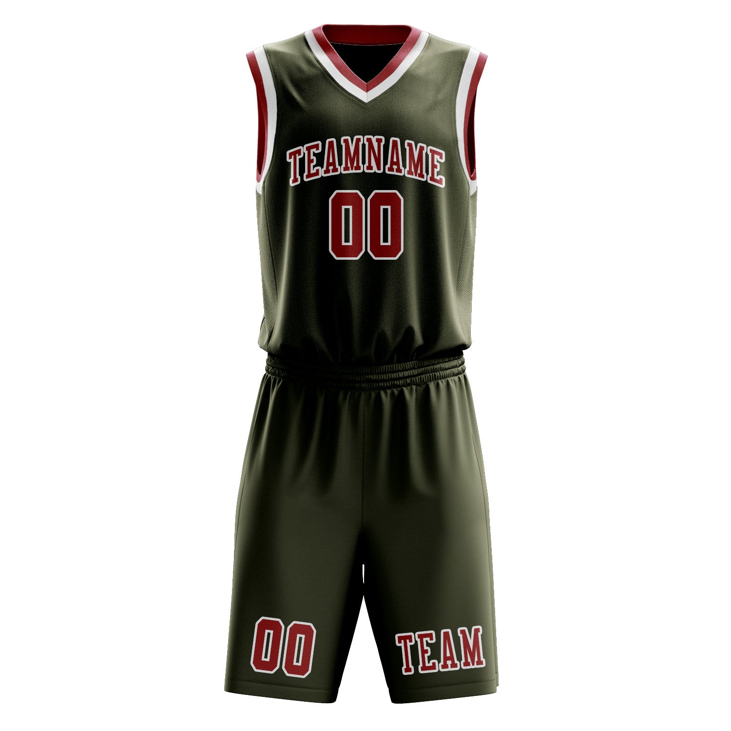 Custom Olive Red Basketball Set