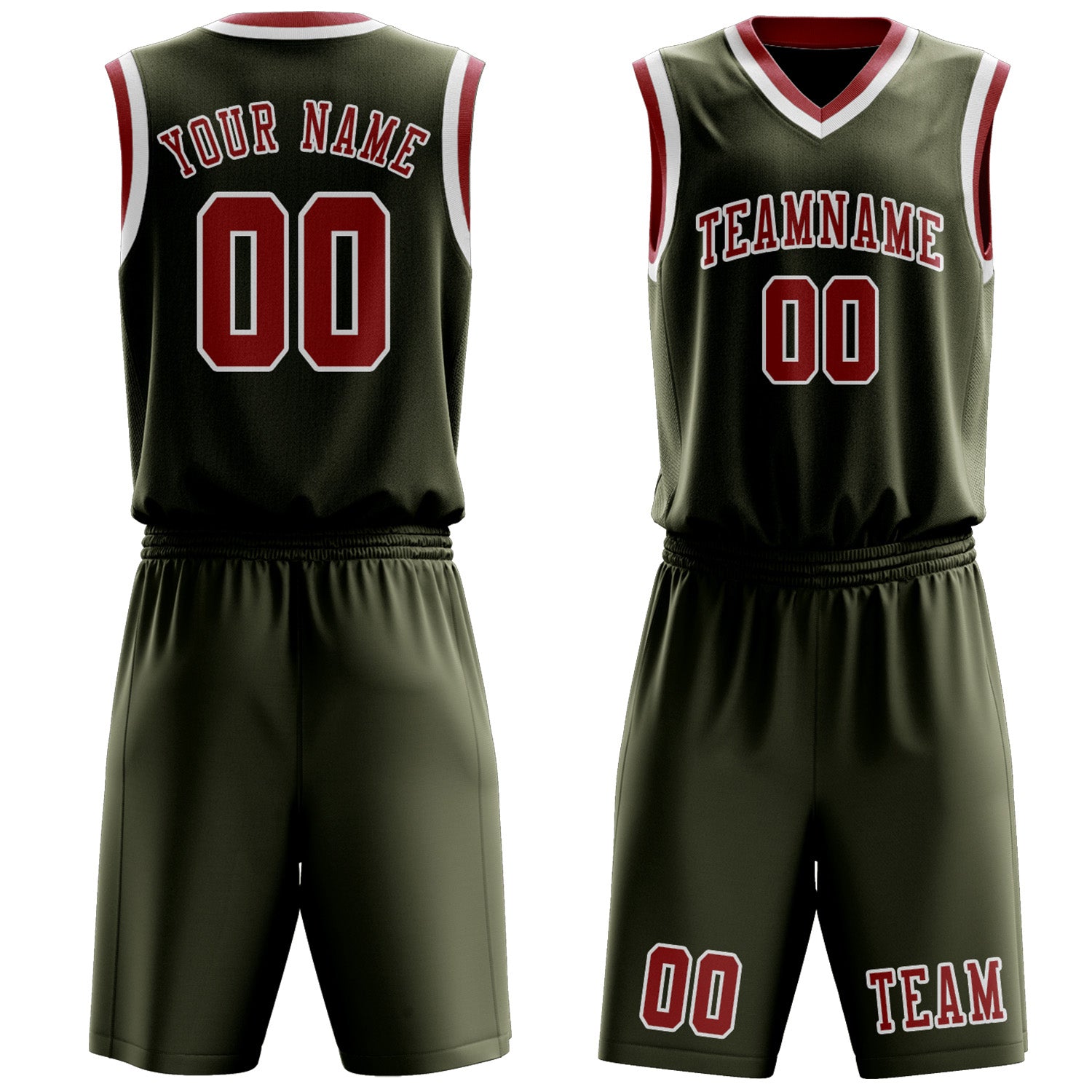 Custom Olive Red Basketball Set