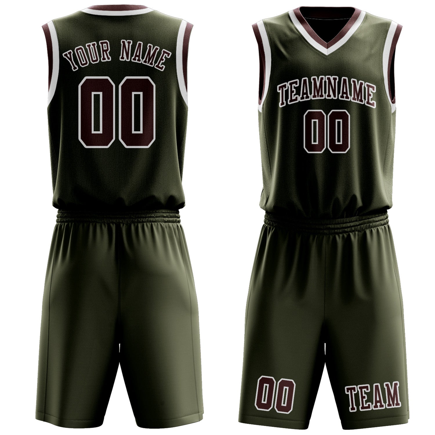 Custom Olive Crimson Red Basketball Set