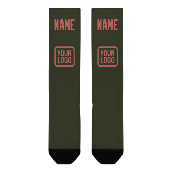Custom Olive Copper Rose Knee-High Sock