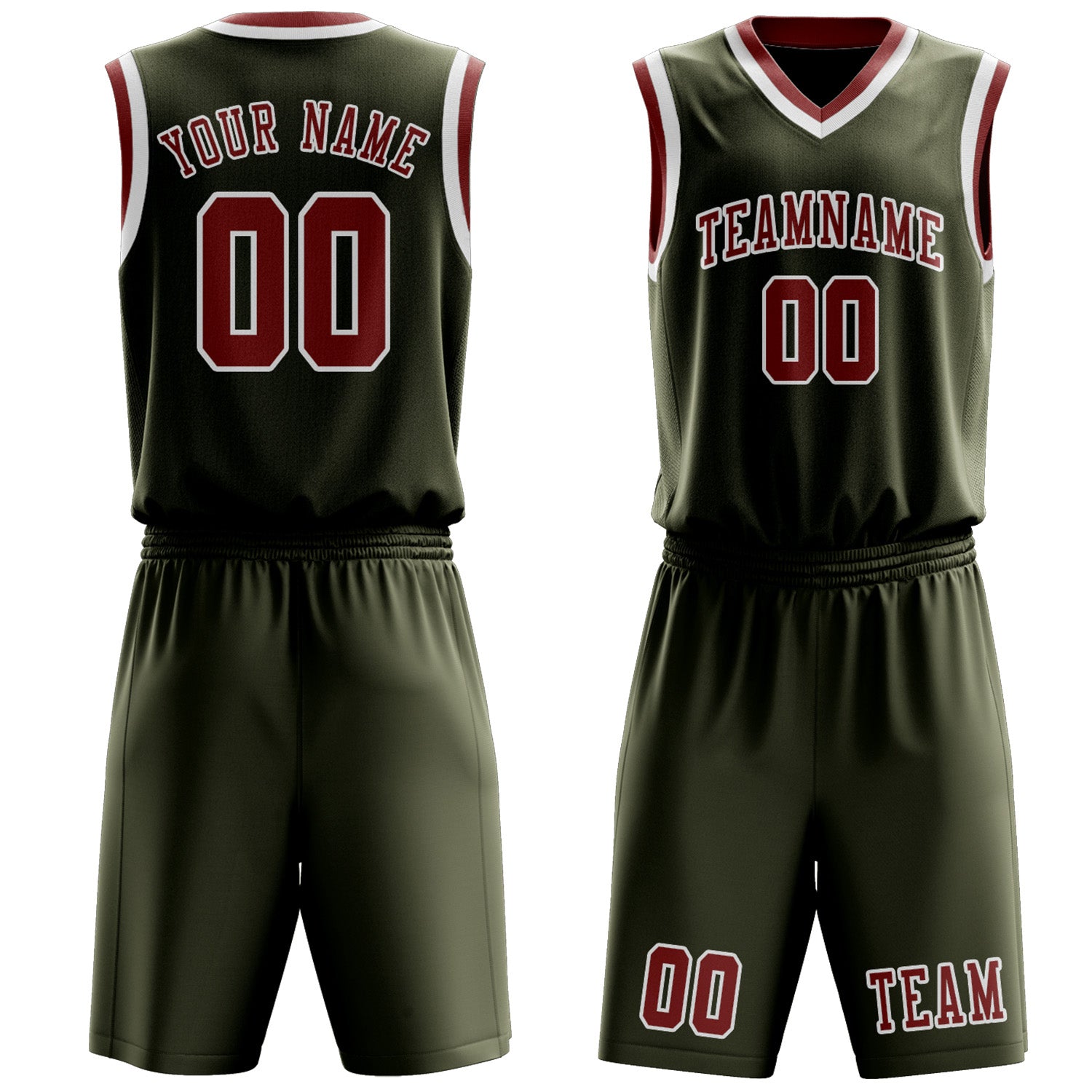 Custom Olive Coral Red Basketball Set