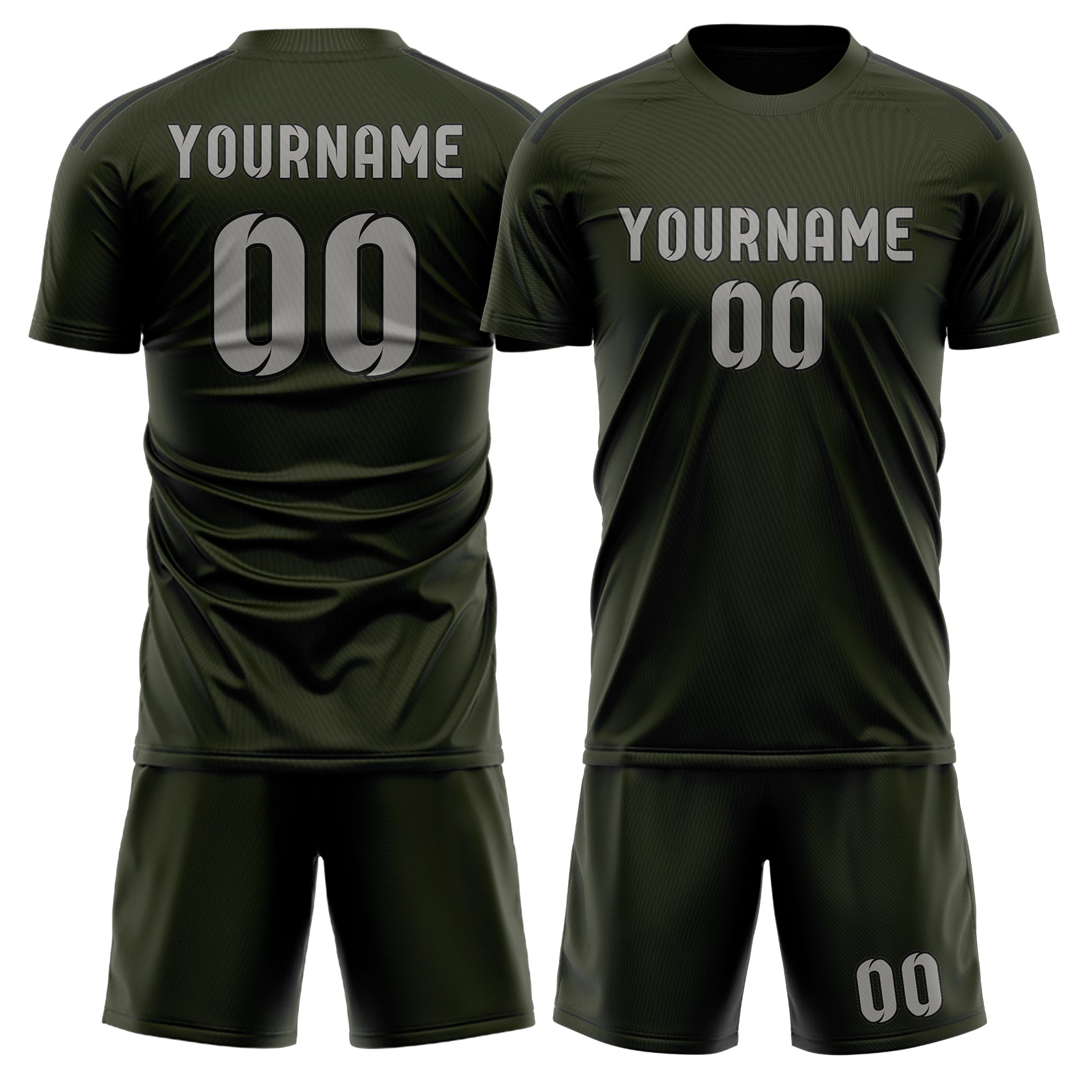 Custom Olive Gray Soccer Set