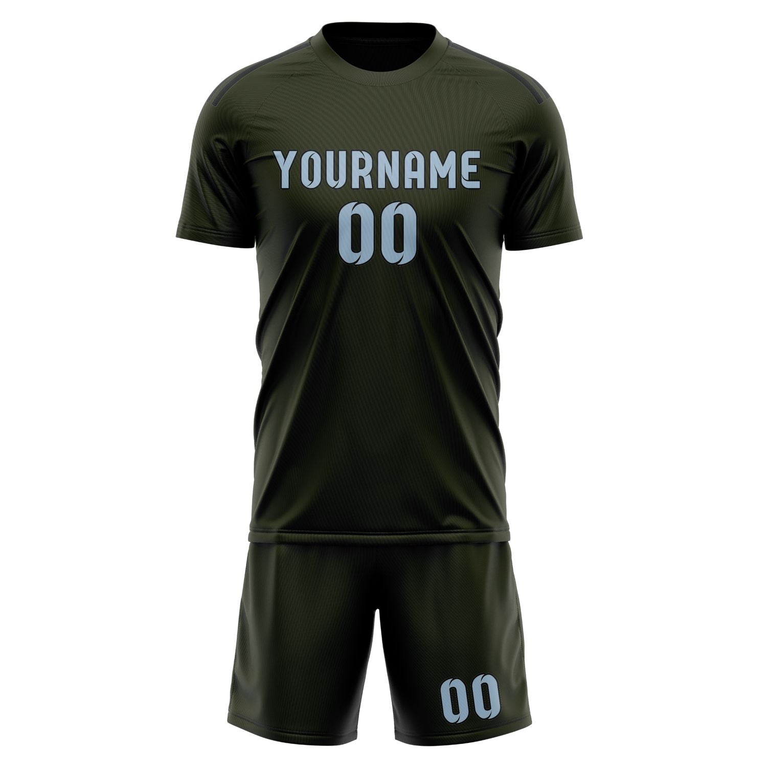 Custom Olive Light Blue Soccer Set
