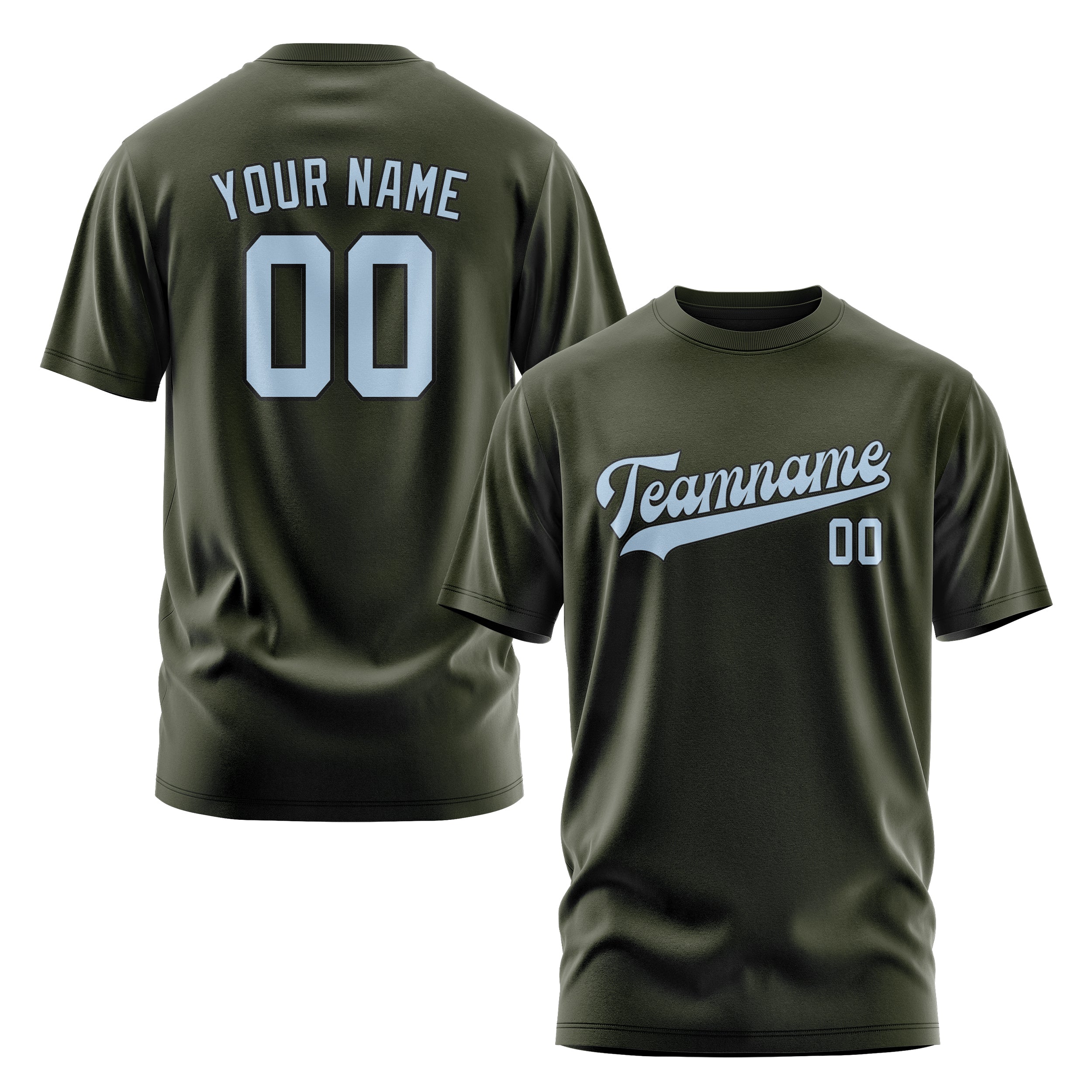 Custom Olive Light Blue T-Shirt