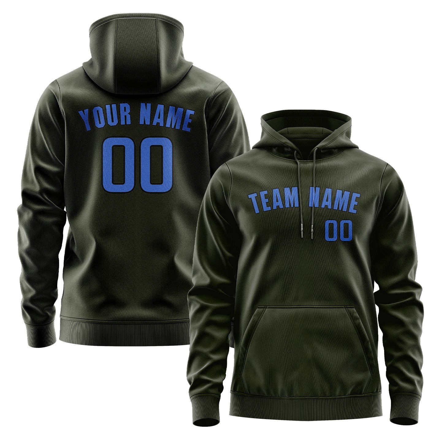 Custom Olive Sky Blue Hoodie