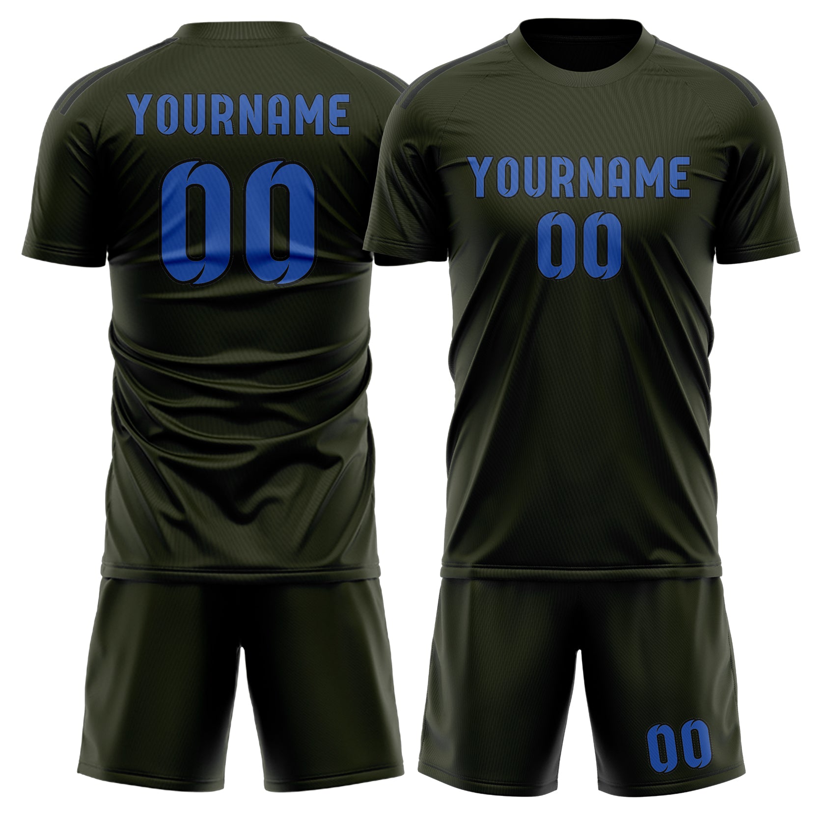 Custom Olive Sky Blue Soccer Set