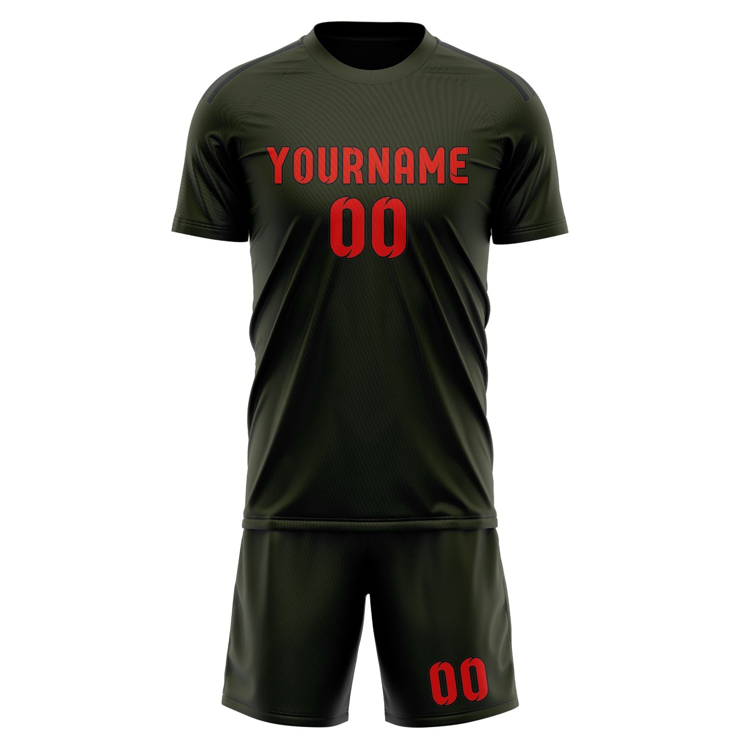Custom Olive Orange Red Soccer Set