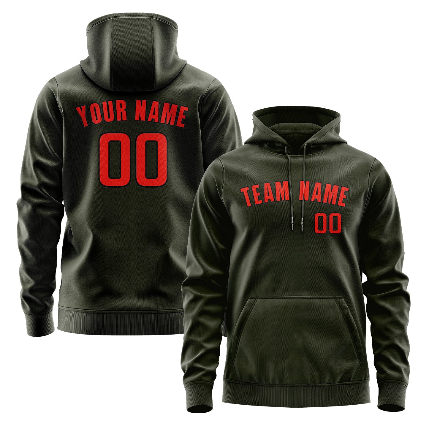 Custom Olive Orange Red Hoodie