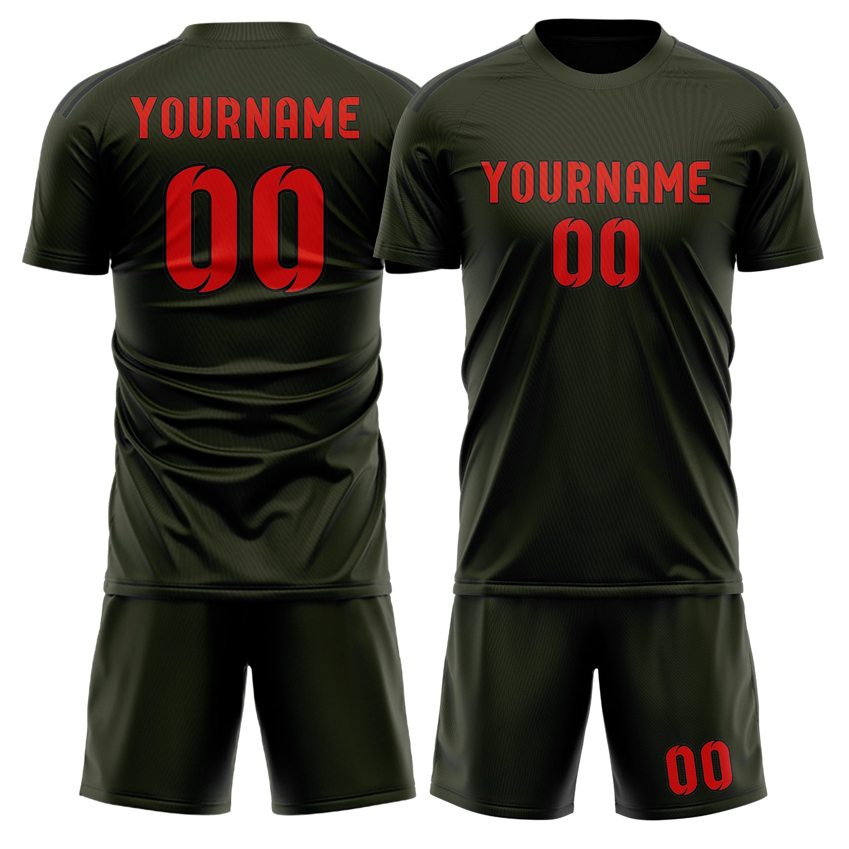 Custom Olive Orange Red Soccer Set