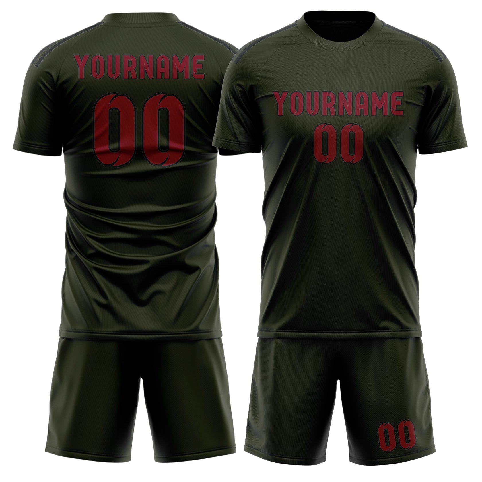Custom Olive Crimson Red Soccer Set