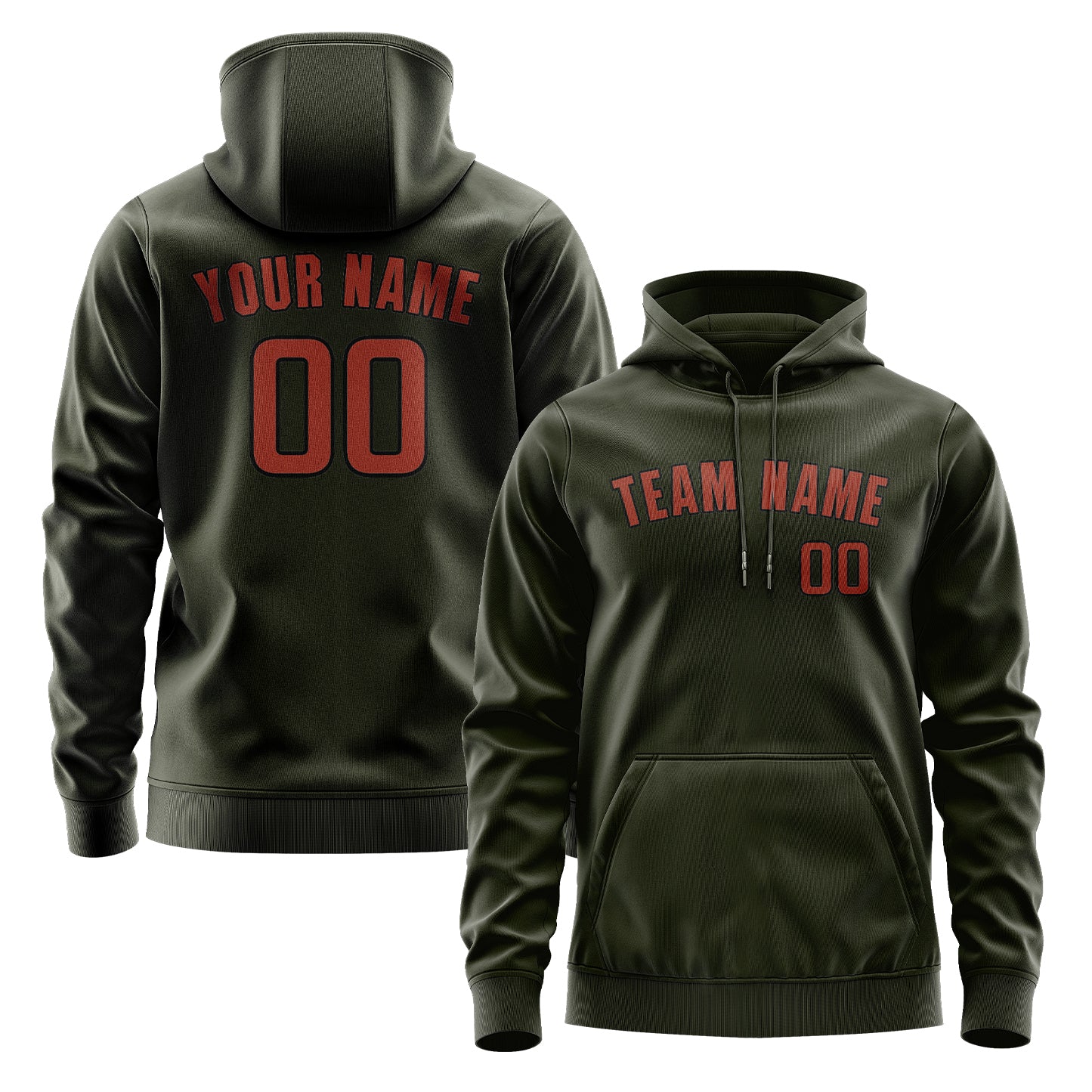 Custom Olive Coral Red Hoodie