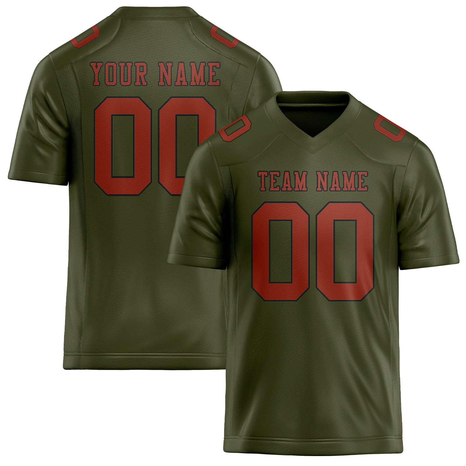 Custom Olive Coral Red Football Jersey