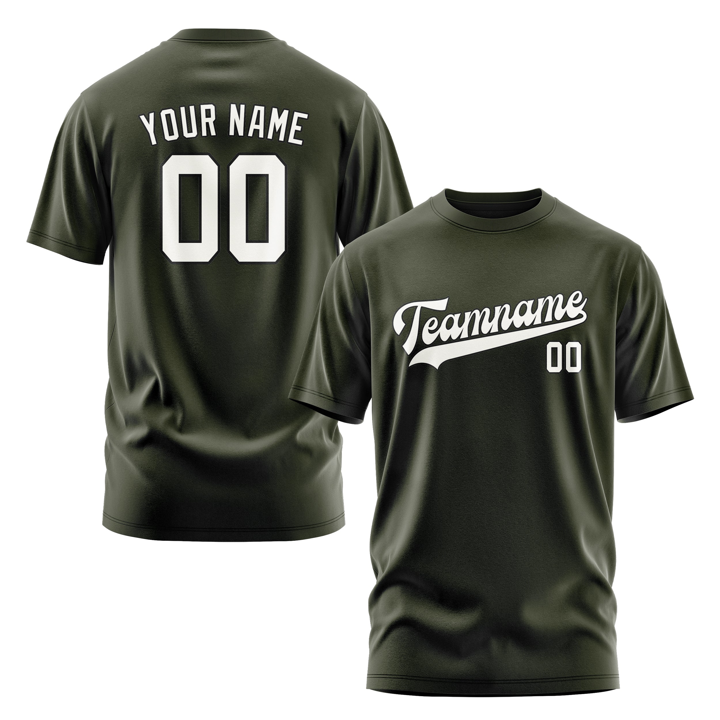 Custom Olive White T-Shirt