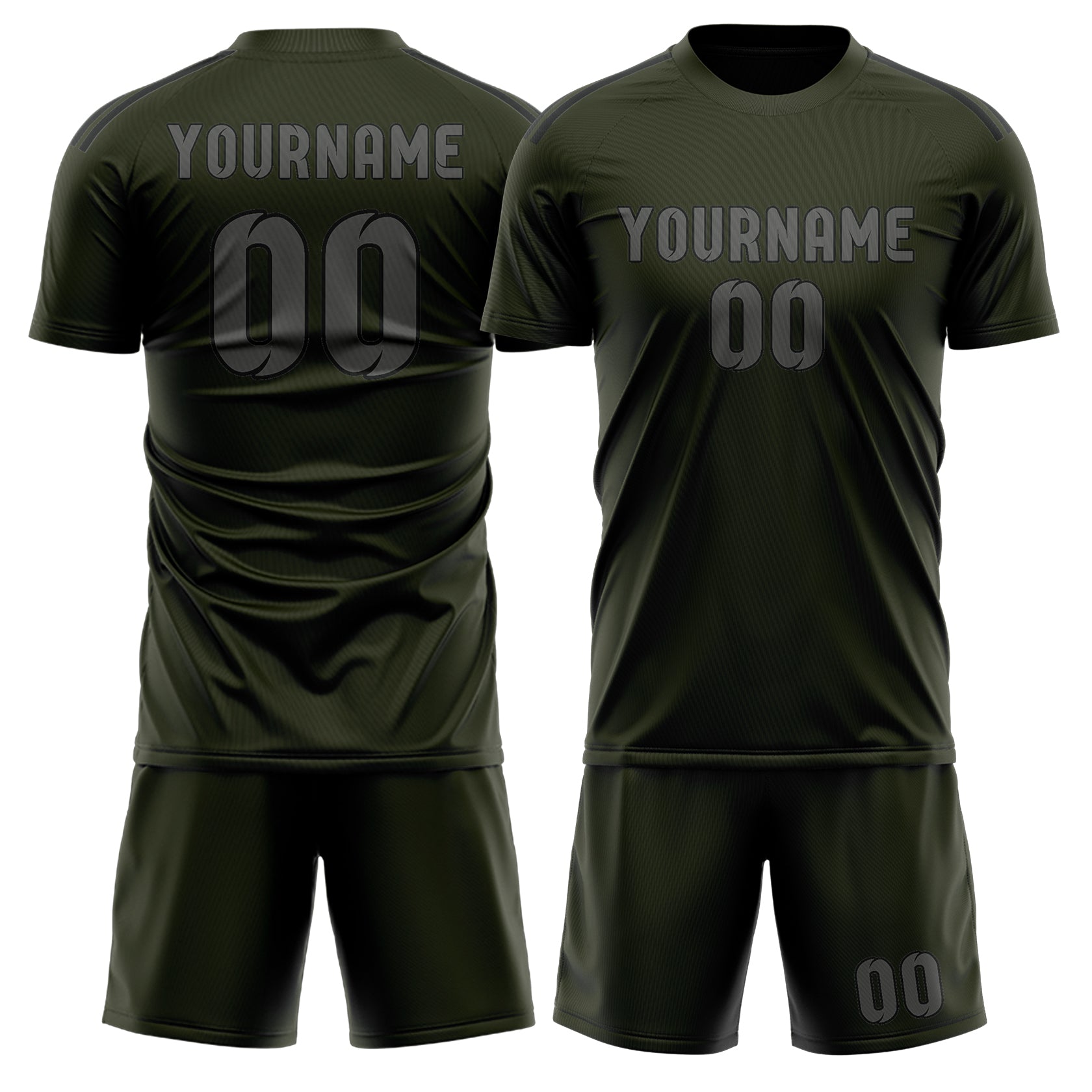 Custom Olive Dark Grey Soccer Set