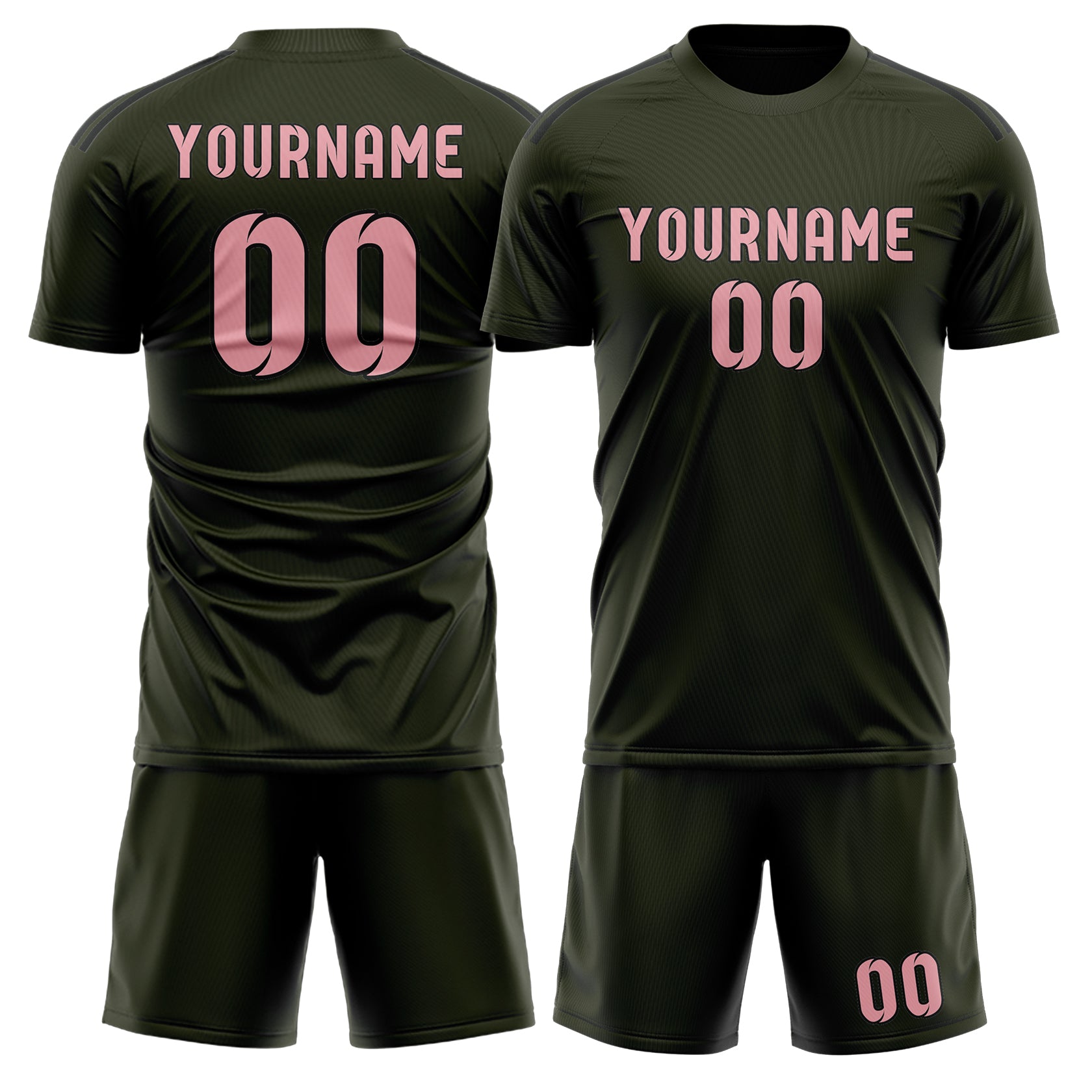 Custom Olive Light Pink Soccer Set