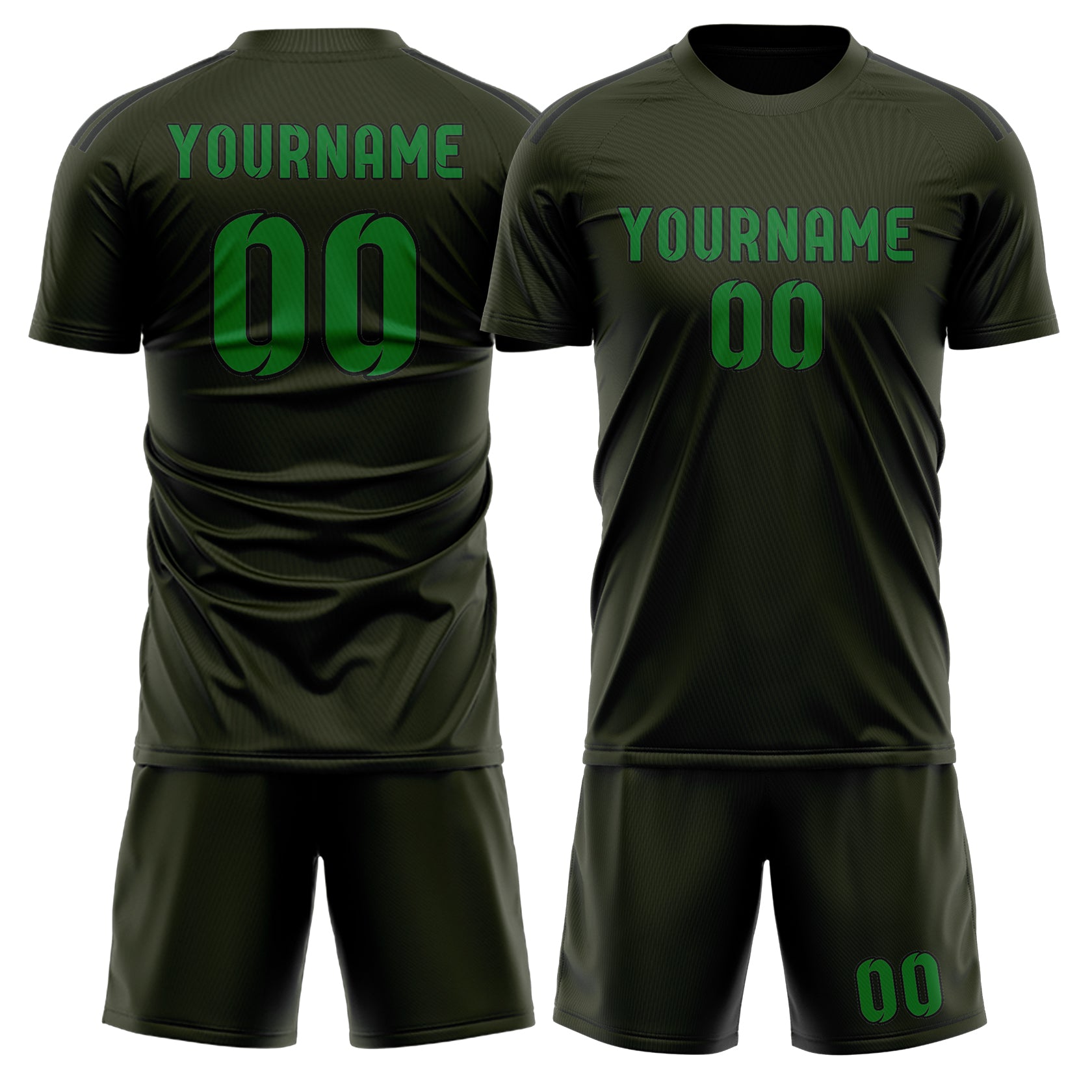 Custom Olive Emerald Green Soccer Set